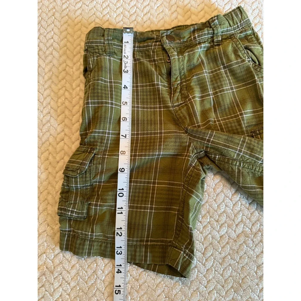 Carters Toddler Boys Olive Green Plaid Cargo Shorts Size 5T Cotton 35623